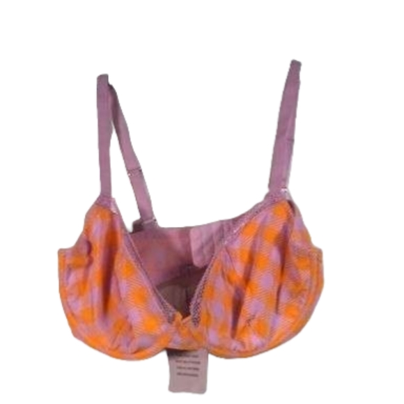 NWT Savage X Fenty Gingham Remix Unlined Plunge Bra 38D Ruffle M Thong 2 pc set - Picture 5 of 9